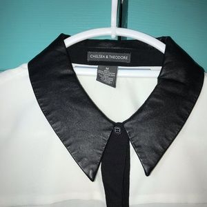 Leather-look collar women’s blouse M